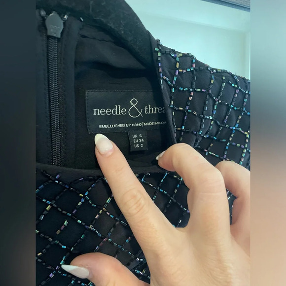 Revolve needle and thread black sequin circle mesh dress - Picture 4 of 5